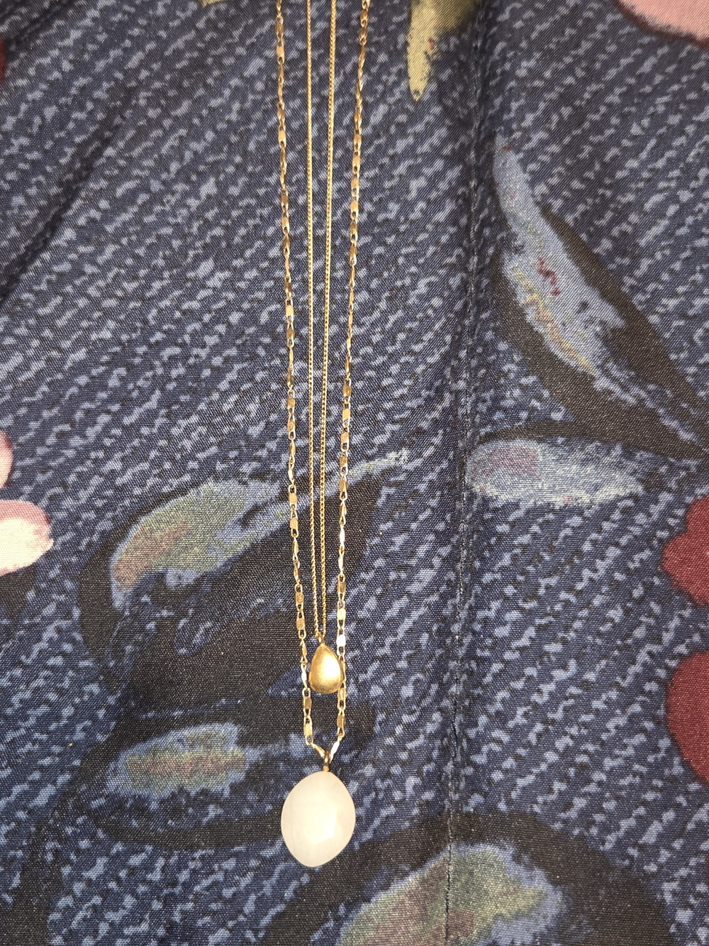 Gold-Tone Layered Necklace with White Pendant